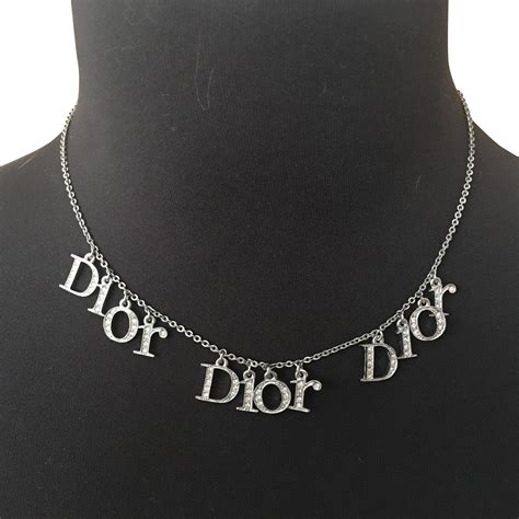 dior logo pendant necklace|christian dior logo necklace.